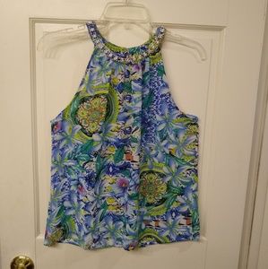 Rhinestone-collared crepe dress tank/cami (S)